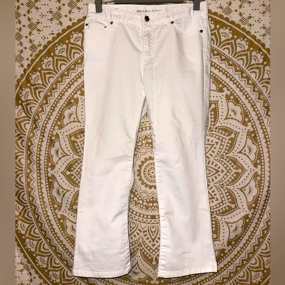 “MICHAEL KORS” LADIES WHITE BUTTON & ZIP-UP PANTS, SIZE 4